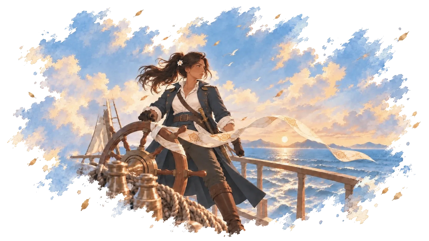 The Captain, an illustrated scene