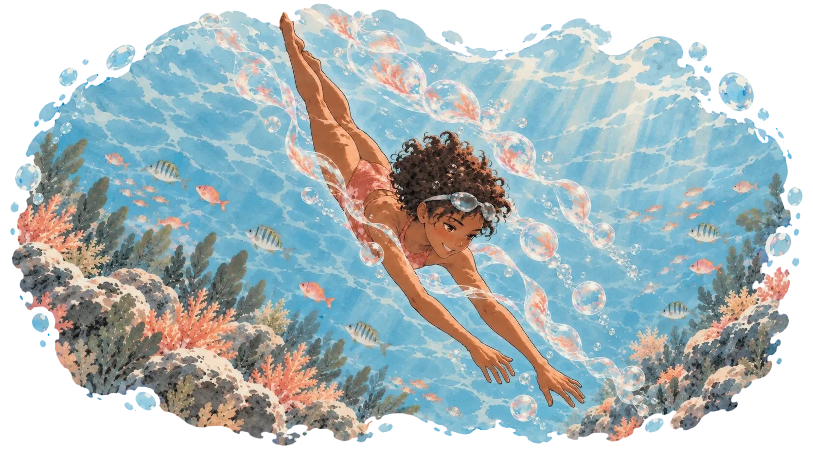 The Diver, an illustrated scene