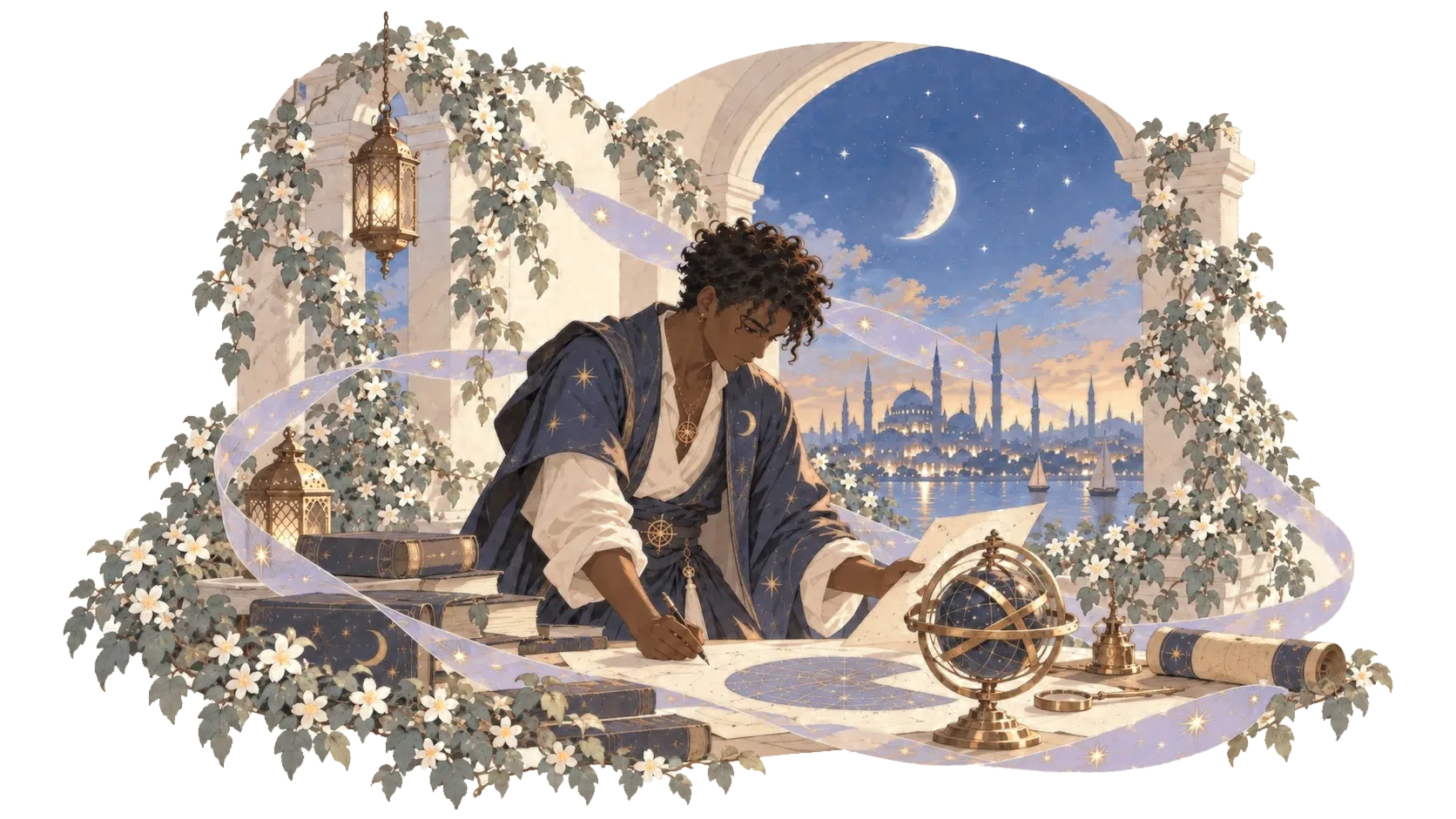 The Scholar, an illustrated scene