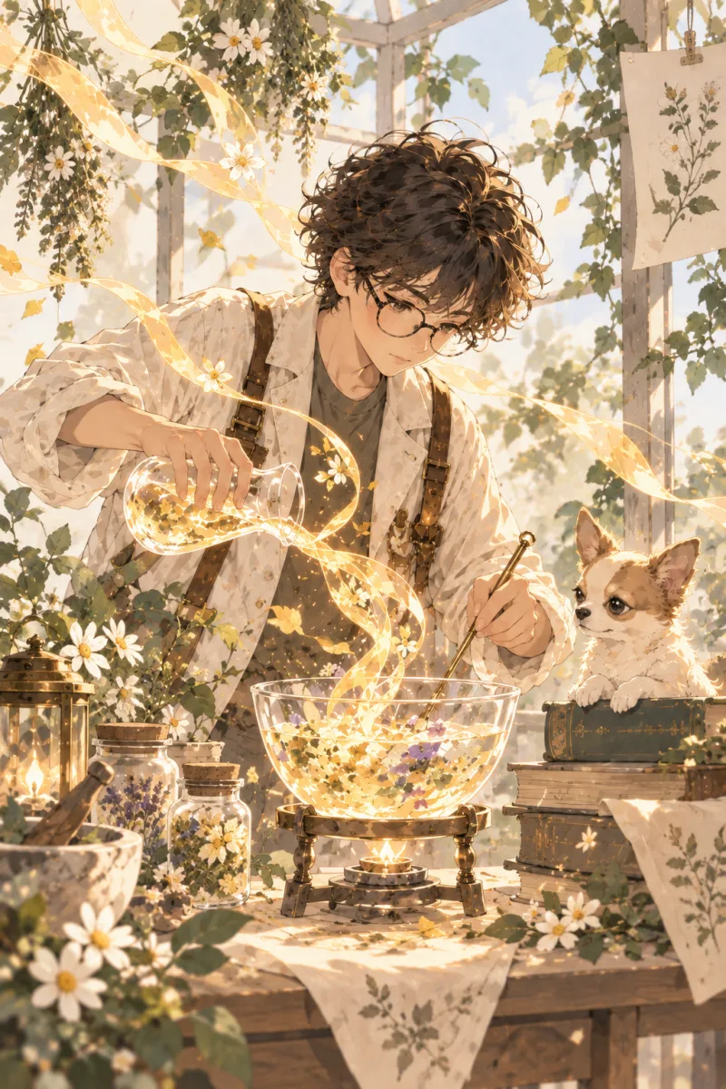 The Alchemist, an illustrated scene