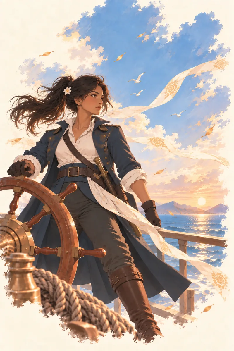 The Captain, an illustrated scene