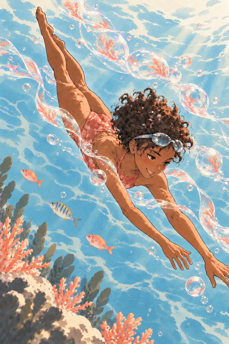 The Diver, an illustrated scene