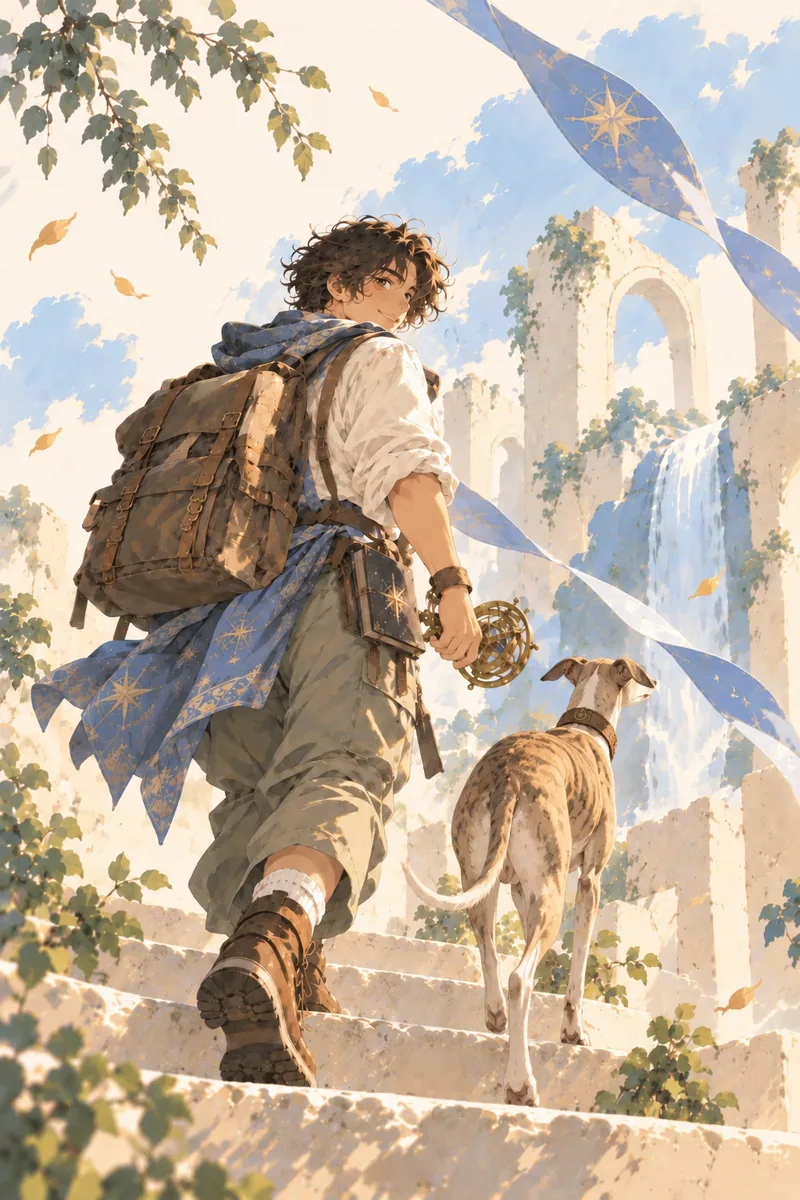 The Wanderer, an illustrated scene